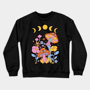 Cottagecore Mushroom Retro Moon Phases Crewneck Sweatshirt